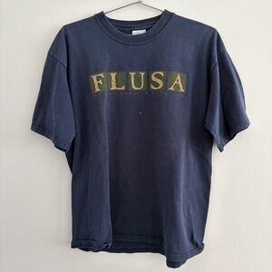 Vintage All Sport Maxweight FLUSA Florida USA Navy Blue T-Shirt Large Mens 90s